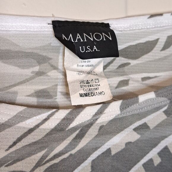 Manon USA Long Sleeve Printed Top Size M Lightweight Stretch - Picture 4 of 8